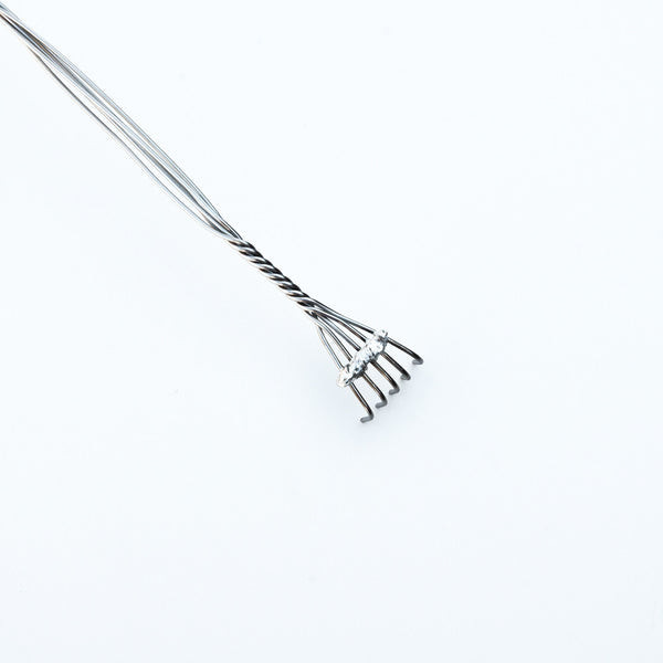 Silver Fingers hand made back scratcher. Silver solder increases finger stiffness and eliminates the itch.