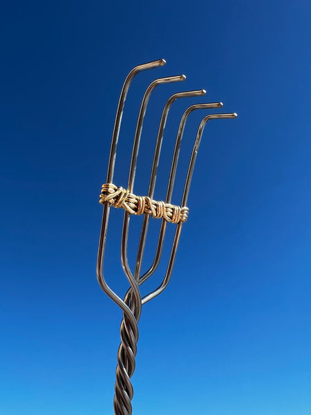 Brass Knuckles stainless steel back scratcher with long handle and bras
