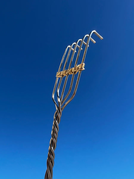 Brass Knuckles stainless steel back scratcher with long handle and bras